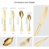 Yindella 24 PCS Gold Plated Cutlery Set with Wooden Box Stainless Steel Flatware Utensil Knife, Fork, Spoon with Storage Case for Wedding Festival Christmas Party Dinner Table - Image 4