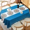 Yindella PVC Dining Tablecloth Cover Waterproof Oil-Resistant Rectangular Kitchen Table Cloth with Clear Flower Printing Texture for 4 to 6 Seater (Flower-Blue, 140 * 180cm) - Image 9