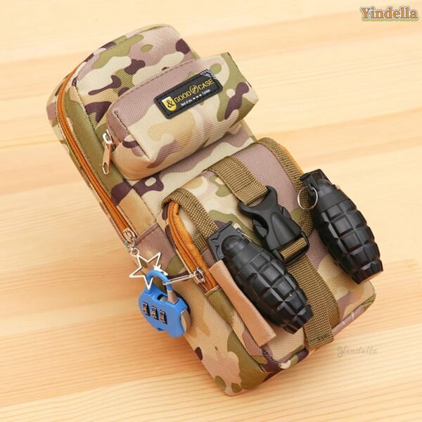 Yindella Backpack-Shaped Pencil Pouch <br> with Lock and Grenade Pen for Boys