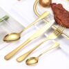 Yindella 24 PCS Gold Plated Cutlery Set with Wooden Box Stainless Steel Flatware Utensil Knife, Fork, Spoon with Storage Case for Wedding Festival Christmas Party Dinner Table - Image 2