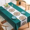 Yindella PVC Dining Tablecloth Cover Waterproof Oil-Resistant Rectangular Kitchen Table Cloth with Clear Flower Printing Texture for 4 to 6 Seater (Flower-Green, 140×220cm (55.1×86.6 inch) - Image 2