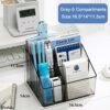 Yindella Acrylic Pen Holder 5 Compartment <br> Clear Pencil Holder Desk Organizer - Image 4