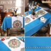 Yindella PVC Dining Tablecloth Cover Waterproof Oil-Resistant Rectangular Kitchen Table Cloth with Clear Flower Printing Texture for 4 to 6 Seater (Flower-Blue, 140 * 180cm) - Image 6