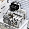 Yindella Acrylic Pen Holder 5 Compartment <br> Clear Pencil Holder Desk Organizer - Image 7