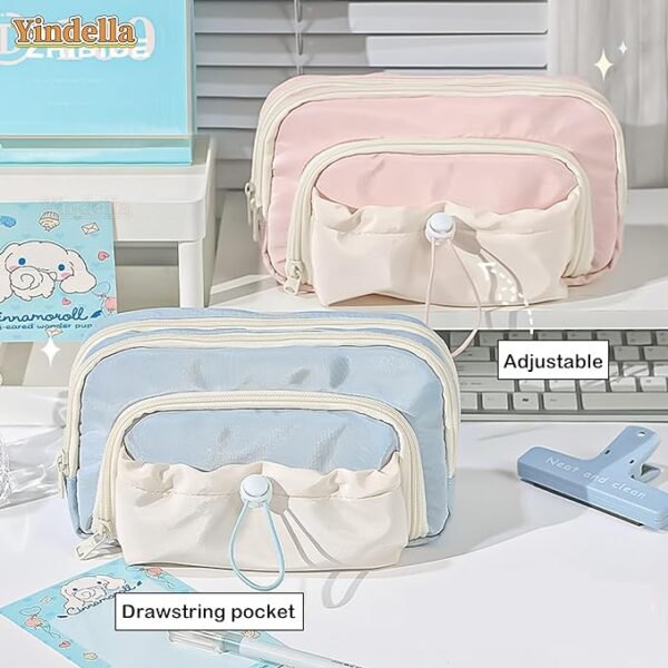 Yindella Pencil Pouch for Girls Large Capacity (Light Blue)