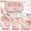 Yindella Pencil Pouch for Girls Large Capacity (Pink) - Image 2