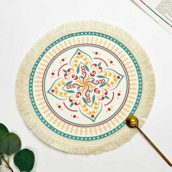 Yindella Coasters for Drinks Absorbent 16x16 CM Handmade Cotton Coasters for Coffee Table Coaster with Tassels Heat-Resistant Drink Coaster Tabletop Protection (16x16 CM, Bohemia)
