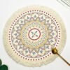Yindella Coasters for Drinks Absorbent 16x16 CM Handmade Cotton Coasters for Coffee Table Coaster with Tassels Heat-Resistant Drink Coaster Tabletop Protection (16x16 CM, Bohemian Flowers) - Image 2