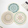 Yindella Coasters for Drinks Absorbent 16x16 CM Handmade Cotton Coasters for Coffee Table Coaster with Tassels Heat-Resistant Drink Coaster Tabletop Protection (16x16 CM, Bohemian Flowers) - Image 4