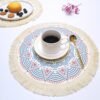 Yindella Coasters for Drinks Absorbent 16x16 CM Handmade Cotton Coasters for Coffee Table Coaster with Tassels Heat-Resistant Drink Coaster Tabletop Protection (16x16 CM, Bohemian Flowers) - Image 6