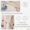 Yindella Curtain Woven White Yarn 1.2x1.5m Blue Flower Pattern No-Drill Installation for Children’s Bedroom Home Shop Office Kitchen (Rabbit Blue Flower) - Image 5