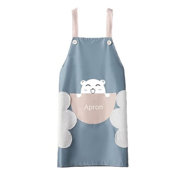 Yindella Kitchen Apron Cute Bear With Center Pocket (Powder Blue)