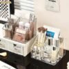 Yindella Acrylic Pen Holder 5 Compartment  <br> Clear Pencil Holder Desk Organizer for Office - Image 2