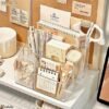 Yindella Acrylic Pen Holder 5 Compartment  <br> Clear Pencil Holder Desk Organizer for Office - Image 3
