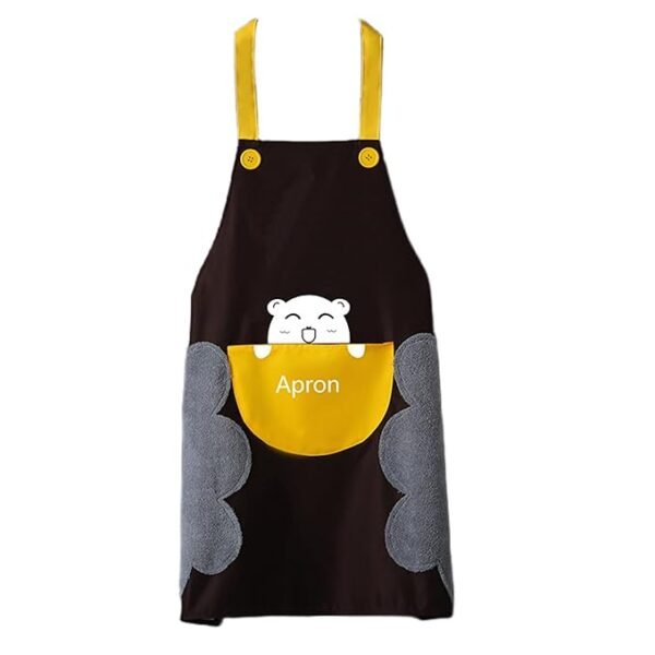 Yindella Kitchen Apron Cute Bear With Center Pocket Hand (Black Yellow)