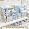 Yindella Acrylic Pen Holder 5 Compartment  <br> Clear Pencil Holder Desk Organizer for Office - Image 4