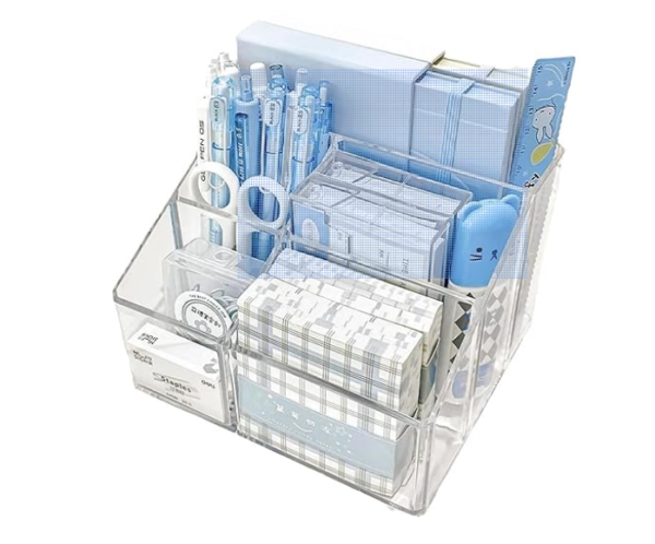 Yindella Acrylic Pen Holder 5 Compartment  <br> Clear Pencil Holder Desk Organizer for Office