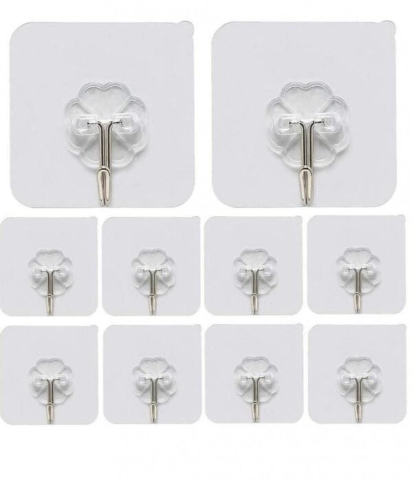 Hooks-Transparent Self Adhesive Hooks Hanger(Pack of 12)