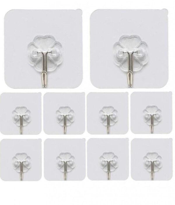 Hooks-Transparent Self Adhesive Hooks Hanger(Pack of 12)